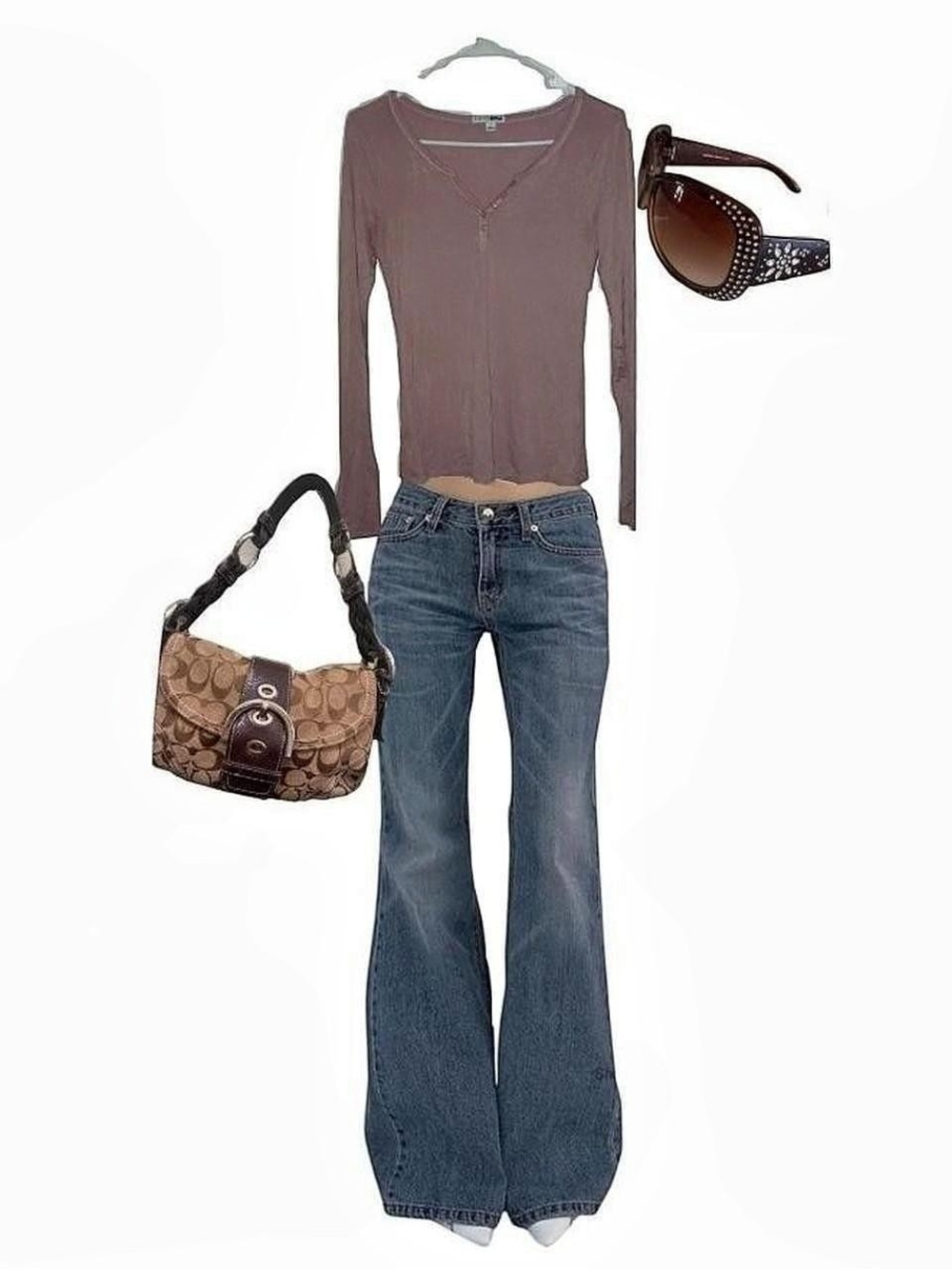 Fashion Nova Long Sleeve Henley Top in Dusty Mauve - Picture 4 of 4